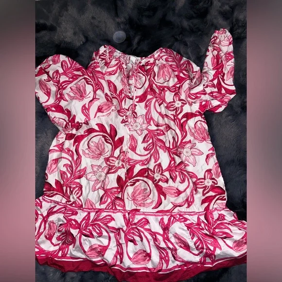 H&M | Dresses | Hm Flair Mini Hot Pink Floral Dress In A Size Xl Light And  Airy Very Dainty | Poshmark